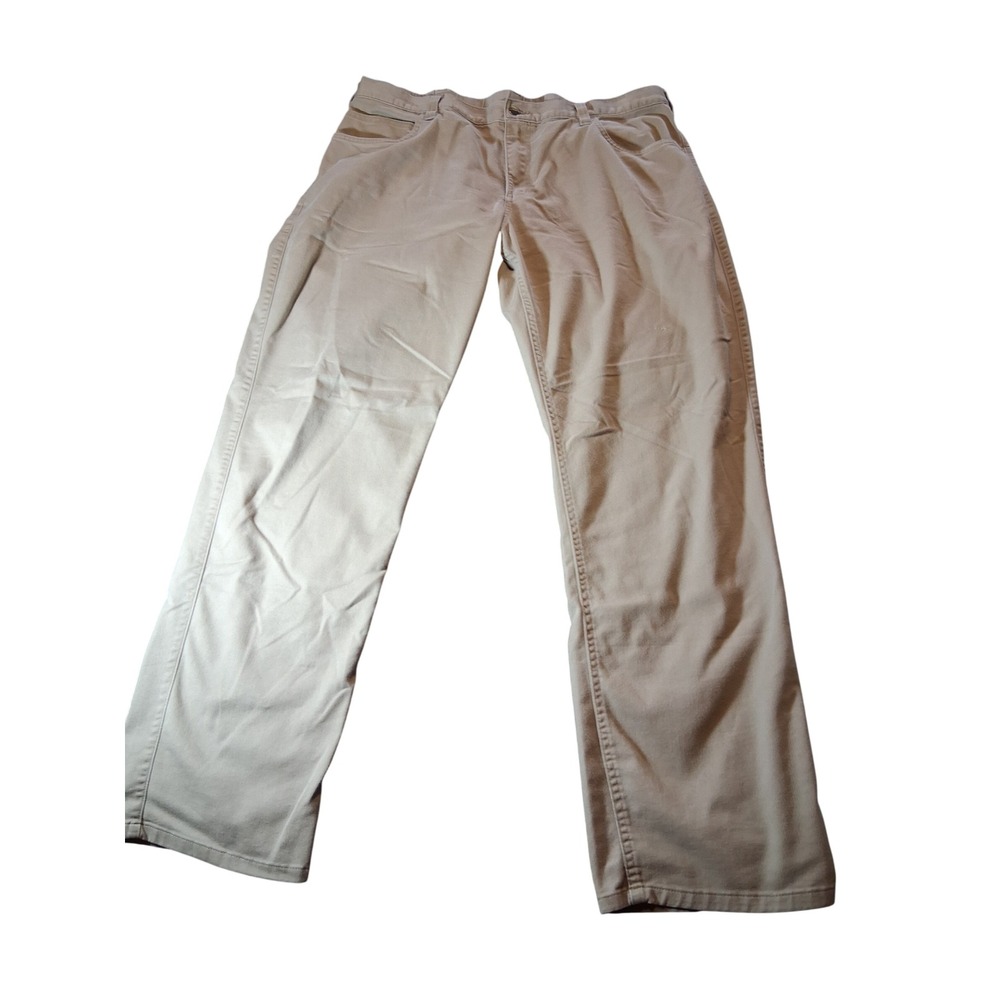 Carhartt Mens 40x34 Relaxed Fit Khaki Tan Canvas Work Pants Elastic Waist